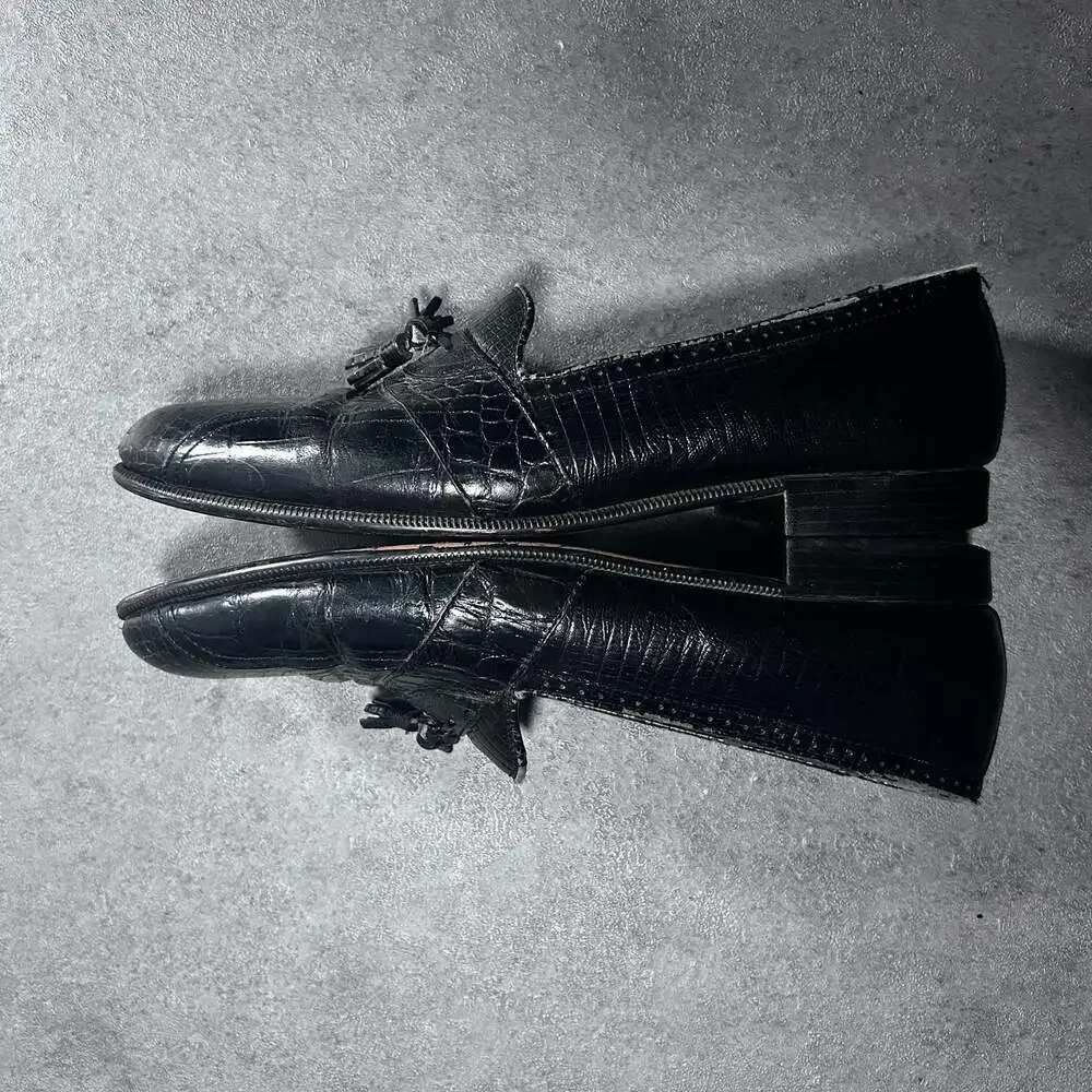 Stacy Adams Vintage Genuine Snake Leather Tassel Loafers